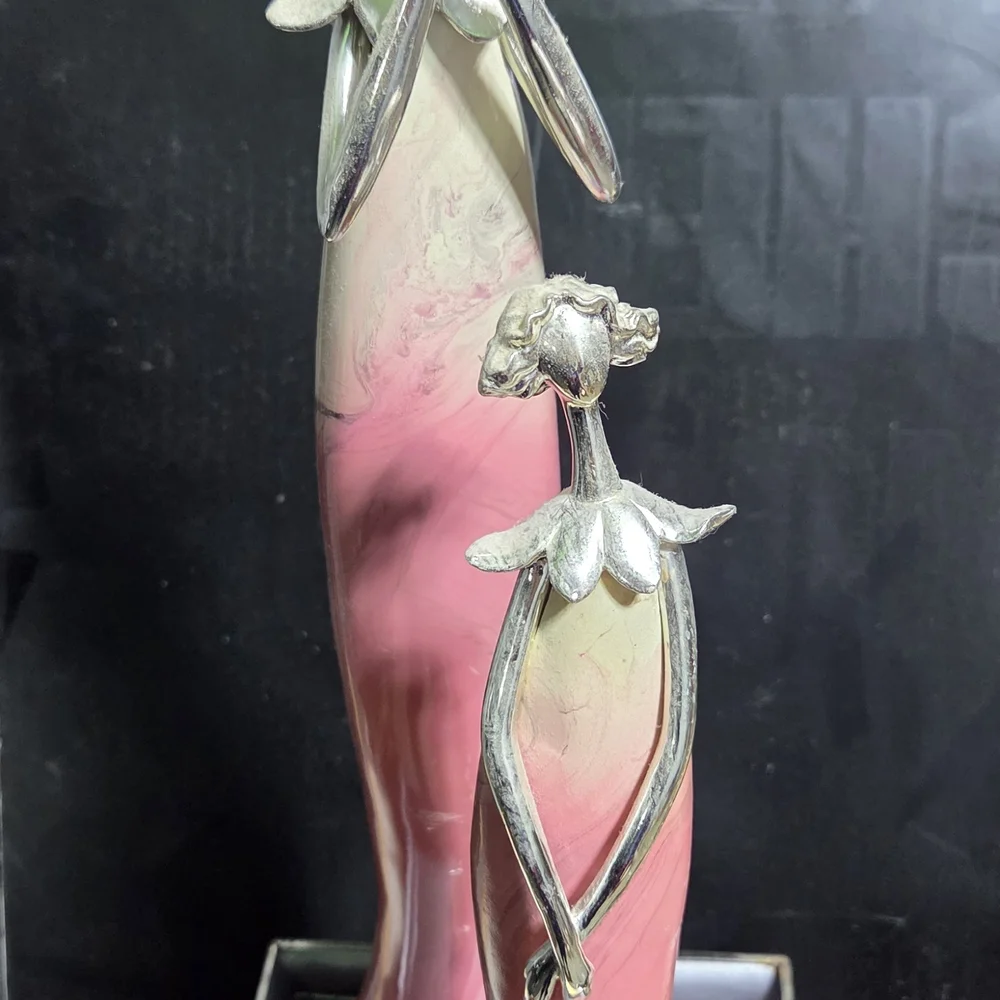 Williams Sonoma Pink and Silver Ceramic Figures